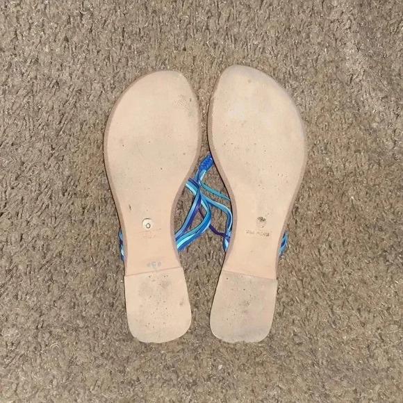 JEFFREY CAMPBELL-Braided/Woven Leather Thongs/Flip Flops-Blues-Sz 8-Excellent - Picture 7 of 7